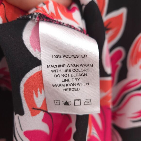 Foxcroft womens floral button down tunic top Size 18W long sleeve pink orange - Picture 7 of 9